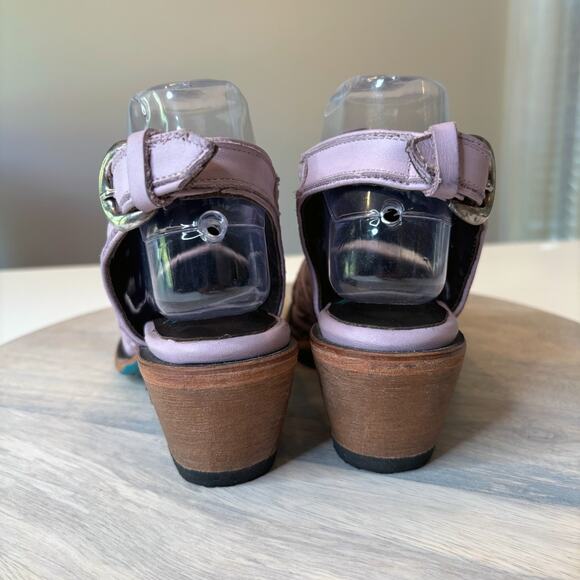 Lane Lavender Leather Western Cut-Out Booties Women’s Size 7 Embroidered Cowgirl - Picture 7 of 11